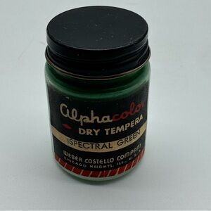 Weber Costello Alphacolor Dry Tempera Powder Paint Vintage Jar Spectral Green
